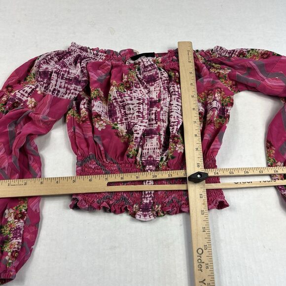 Moda Baronessa Top XS Silk Lightweight Abstract Crop Blouse Romantic Luxe Boho - Picture 5 of 10